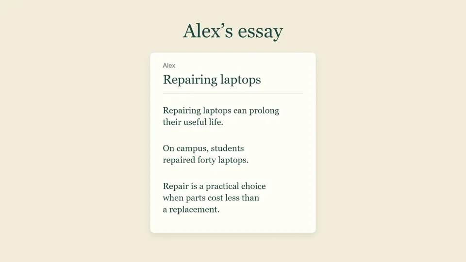 Alex's fictional essay from the WhatYouWrote introduction